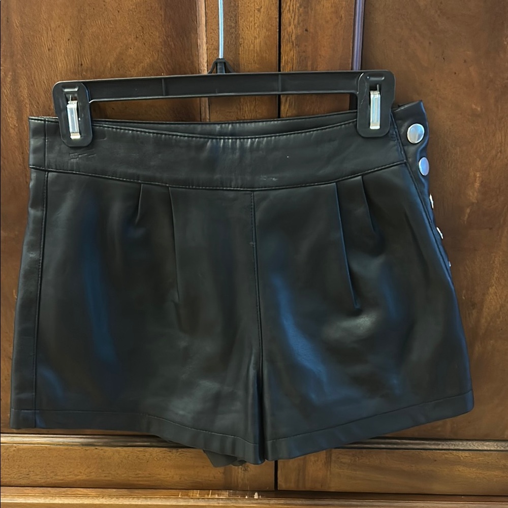 Black Faux Leather Women Shorts